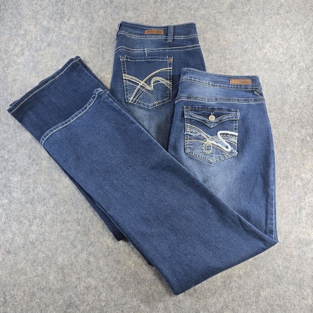 Set of 2 Wallflower Women's Bootcut Denim Jeans Size 22 LONG Medium Wash Blue